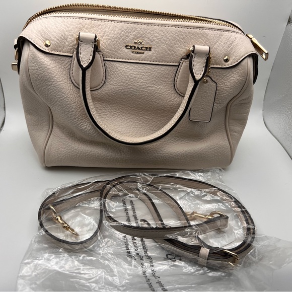 Coach Beige Pebble Grain Leather Satchel - Picture 1 of 6